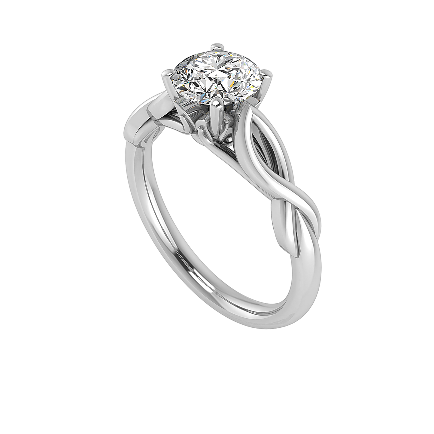 Mia Twisted Plain band 4 prong Solitaire