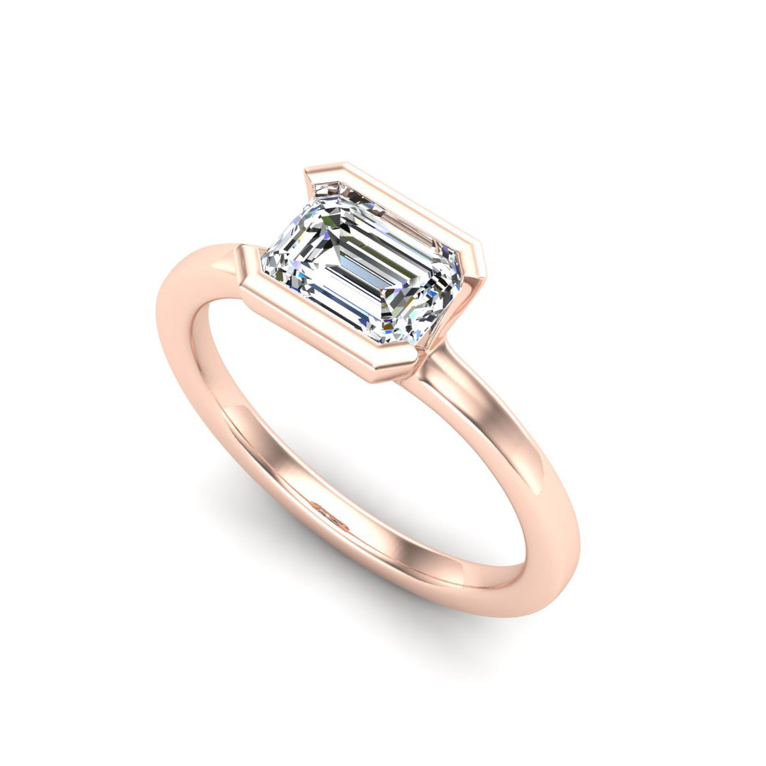 Adeline Half Bezel East West Solitaire Engagement Ring