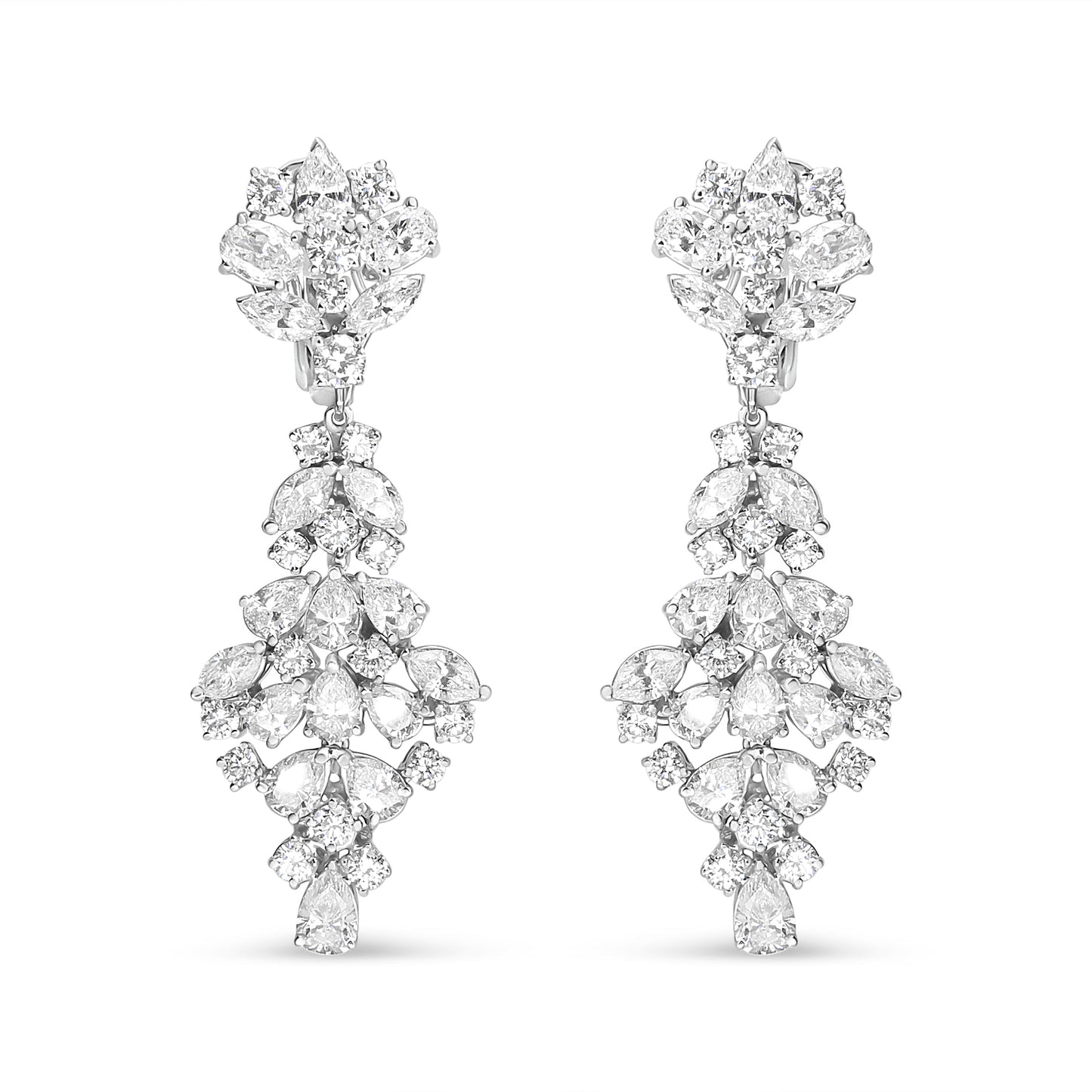 18k-white-gold-9-1/2-cttw-diamond-cluster-drop-dangle-clip-on-earrings-(f-g-color,-vs1-vs2-clarity)