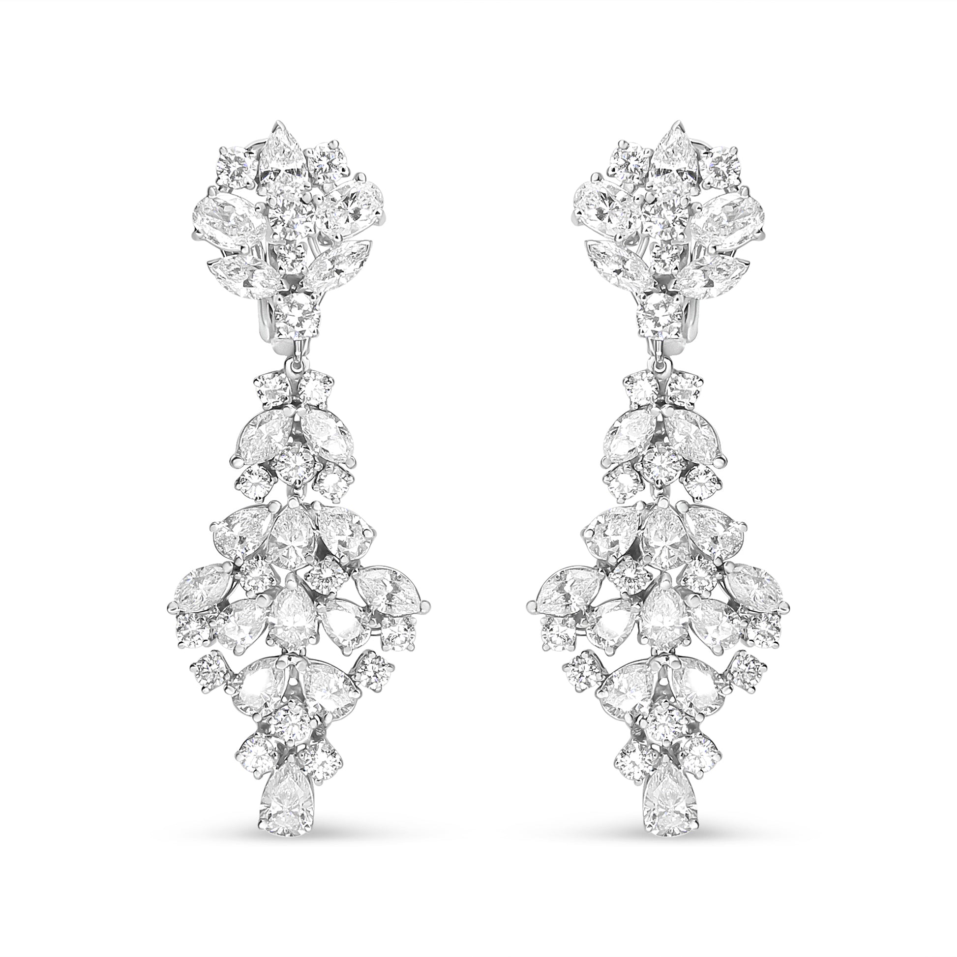 18k-white-gold-9-1/2-cttw-diamond-cluster-drop-dangle-clip-on-earrings-(f-g-color,-vs1-vs2-clarity)